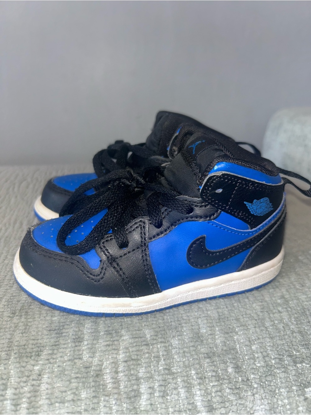 Toddler Air Jordan 1 Mid Sneakers Black & Royal Blue Size 8C
